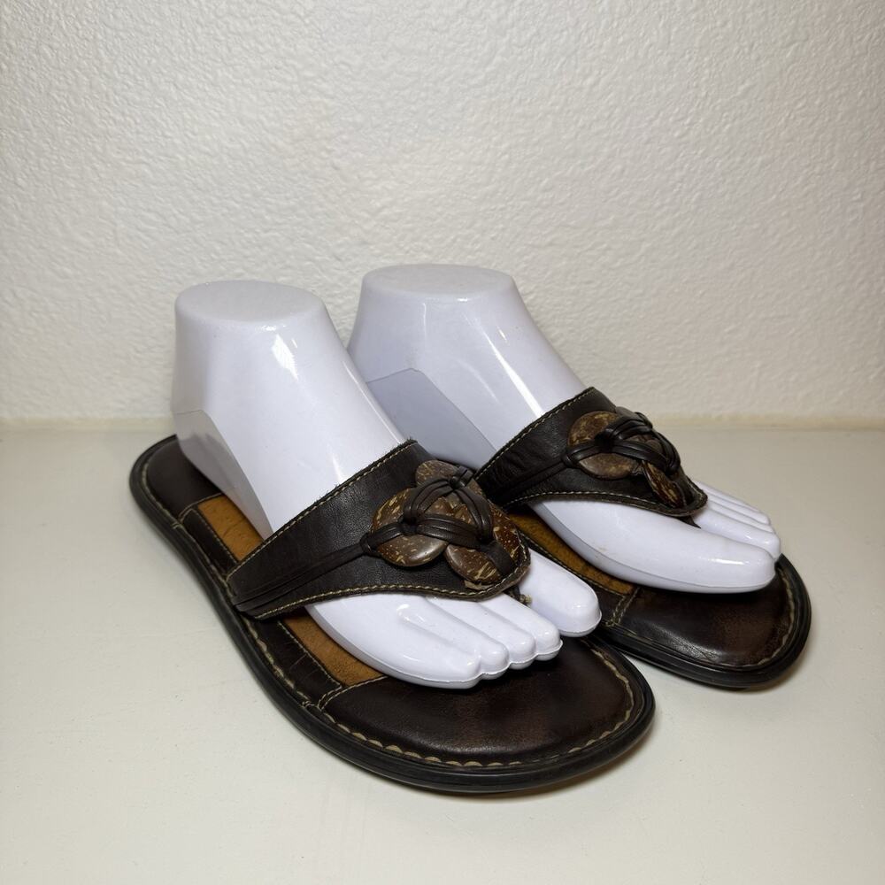 Børn Brown Leather Thong Sandals Women's Size 8 Boho Comfort Slip On Slides